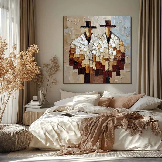 THE COMPANIONS: Textured Abstract Figurative Impasto Wall Art