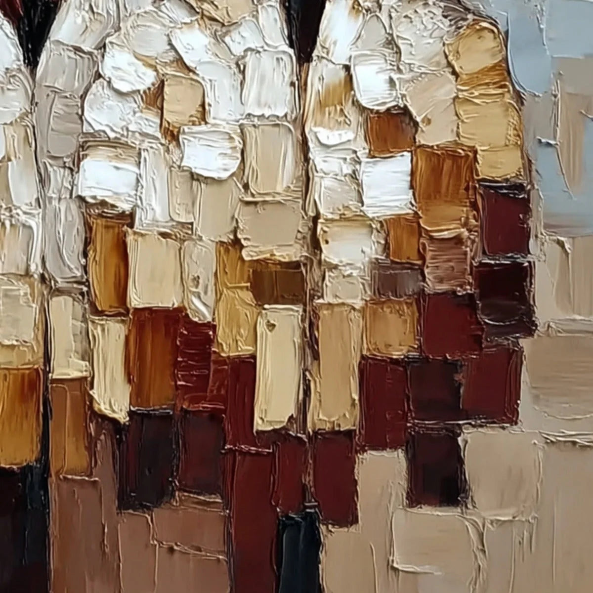 THE COMPANIONS: Textured Abstract Figurative Impasto Wall Art | rectangular format, hand-painted canvas edge