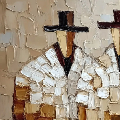 THE COMPANIONS: Textured Abstract Figurative Impasto Wall Art | rolled canvas, ready for custom framing