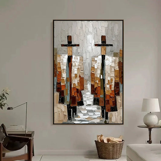 THE COMPANIONS: Textured Abstract Figurative Painting of Two People