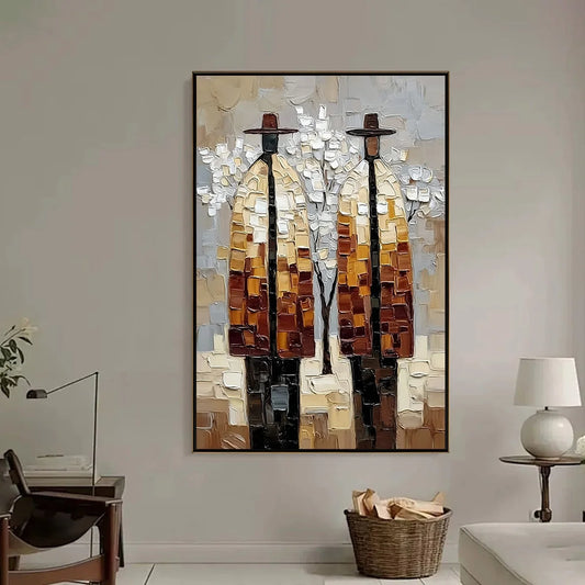 THE COMPANIONS: Textured Figurative Impasto Art for Modern Decor