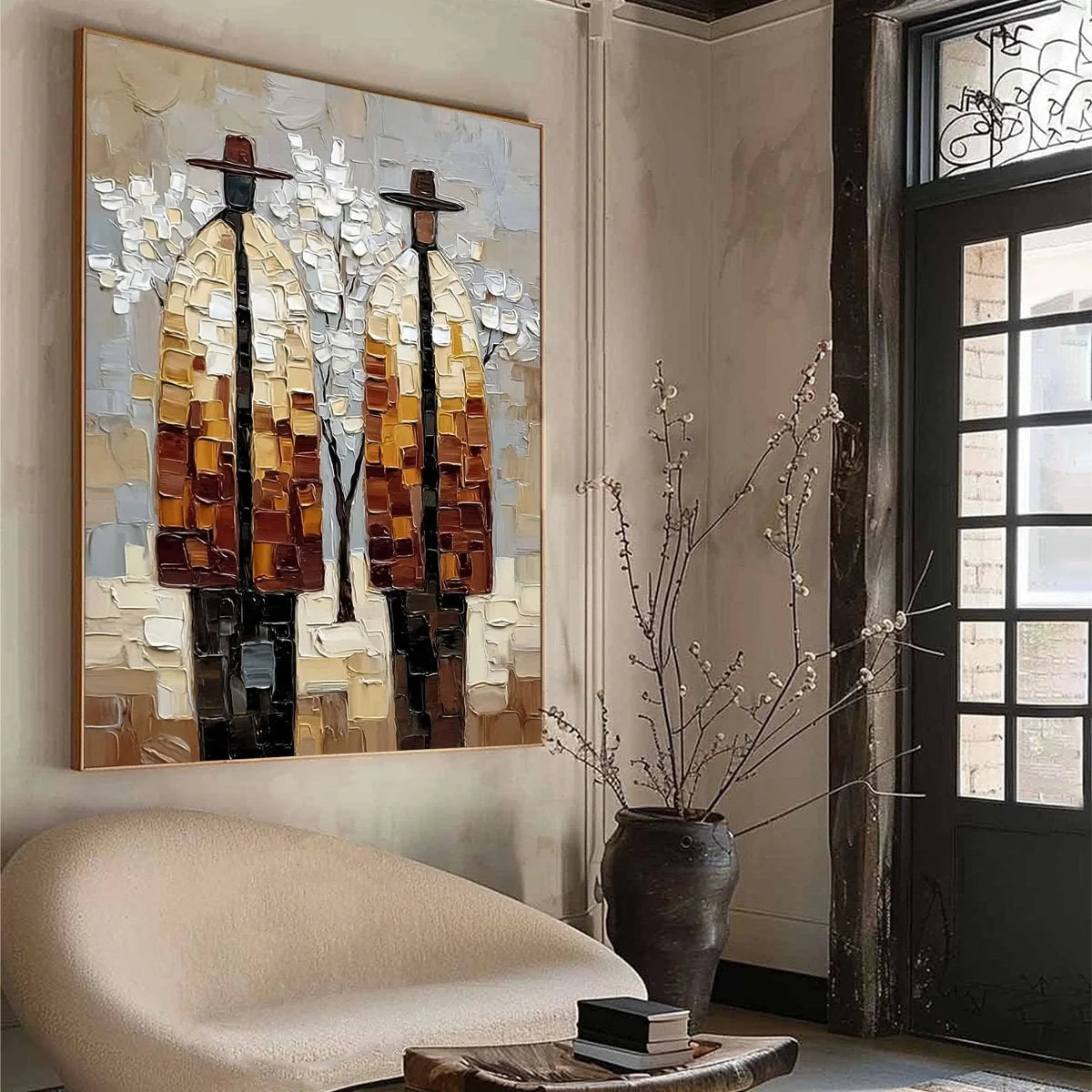 THE COMPANIONS: Textured Figurative Impasto Art for Modern Decor | multi-color palette, original oil on stretched canvas art