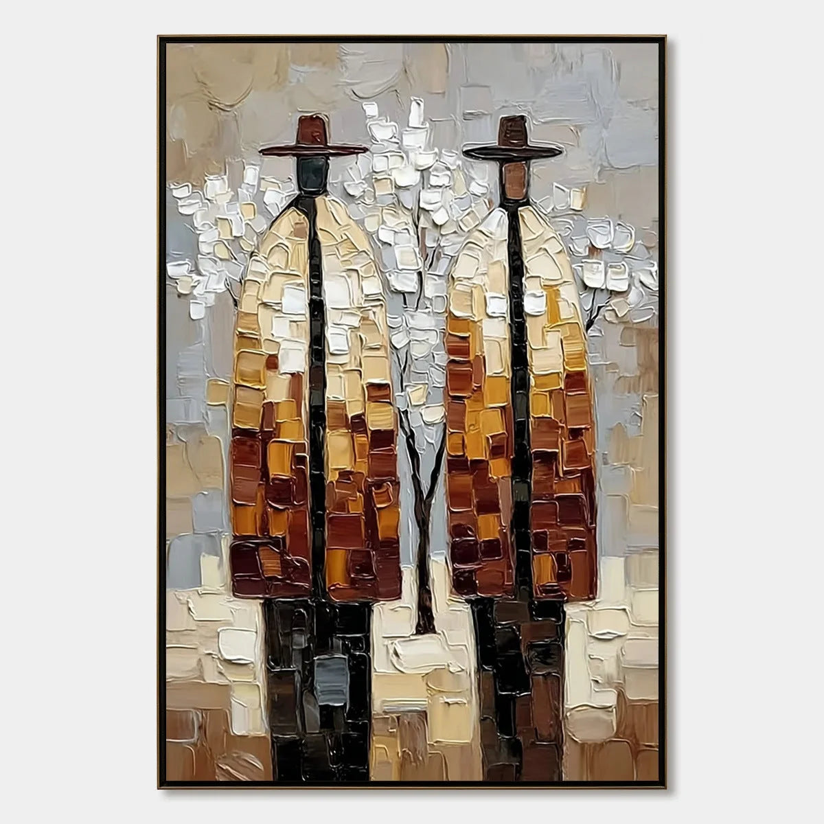 THE COMPANIONS: Textured Figurative Impasto Art for Modern Decor | hanging in living room, Figurative wall art