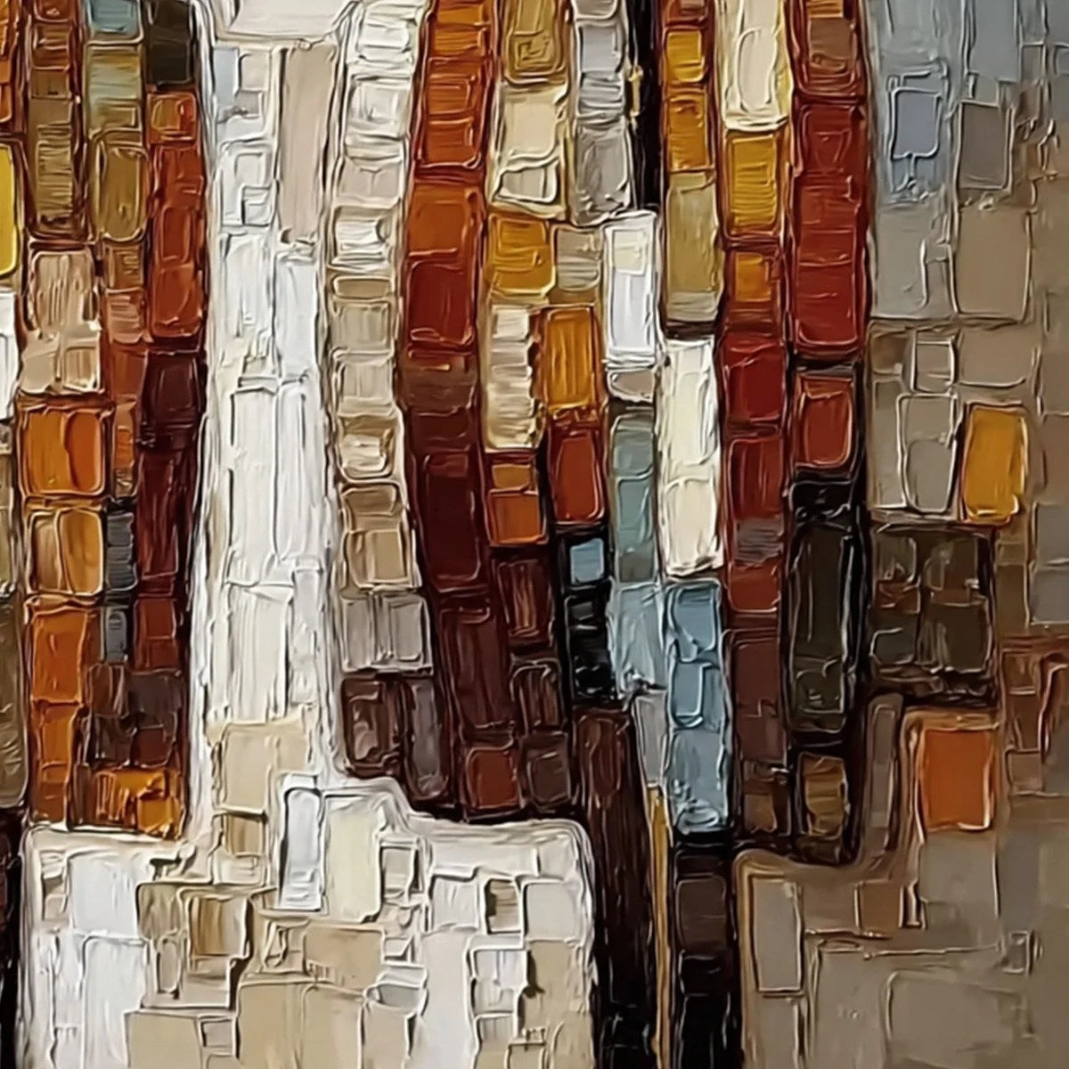 COMPANIONS: Textured Impasto Abstract Figurative Wall Art | rectangular format, hand-painted canvas edge