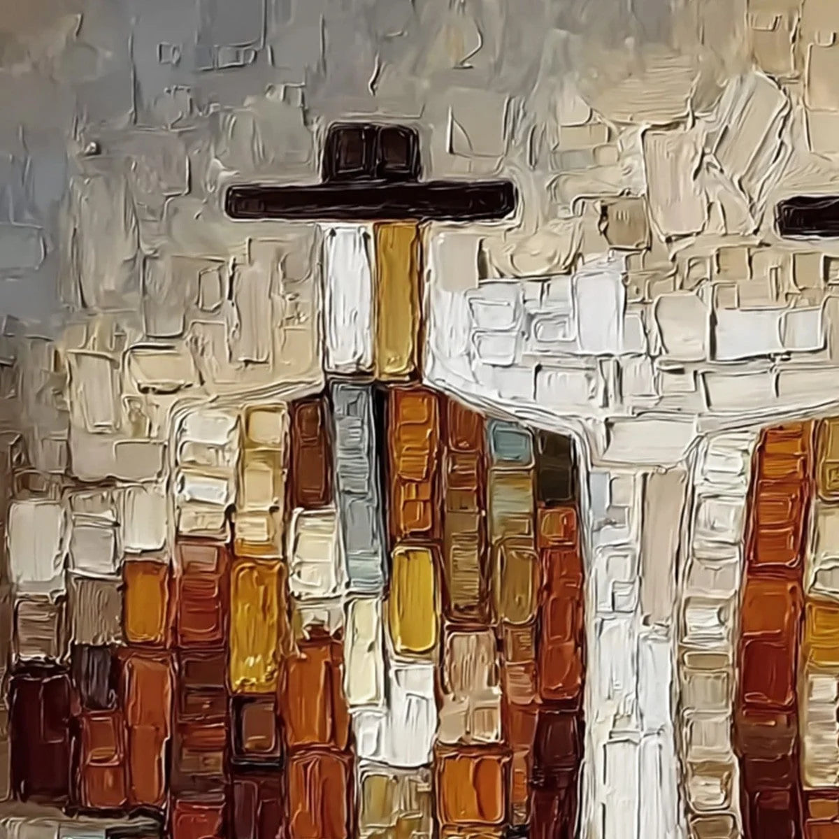 COMPANIONS: Textured Impasto Abstract Figurative Wall Art | rolled canvas, ready for custom framing