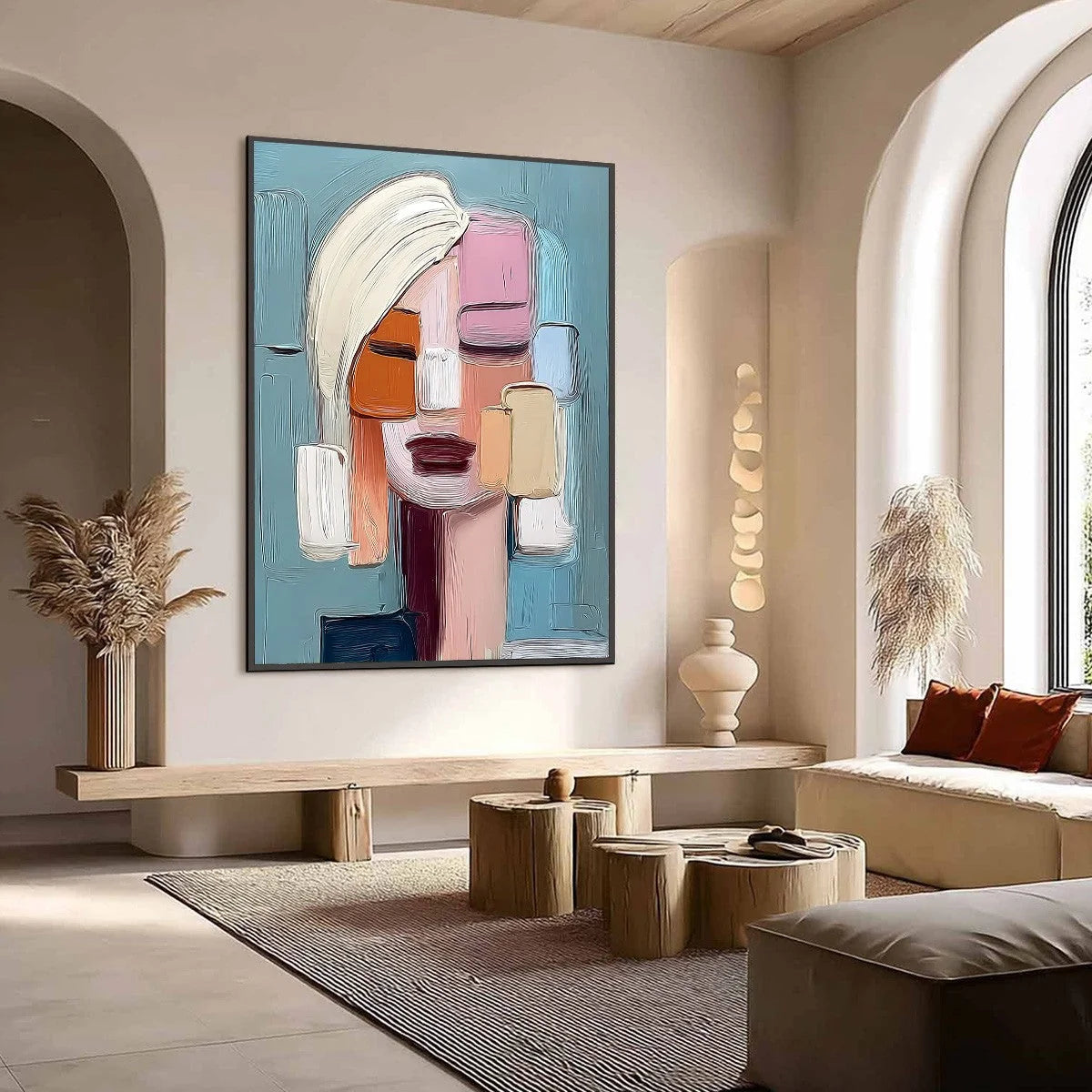 COMPOSURE: Textured Abstract Figurative Oil Painting | Figurative mood, soft natural light studio shot