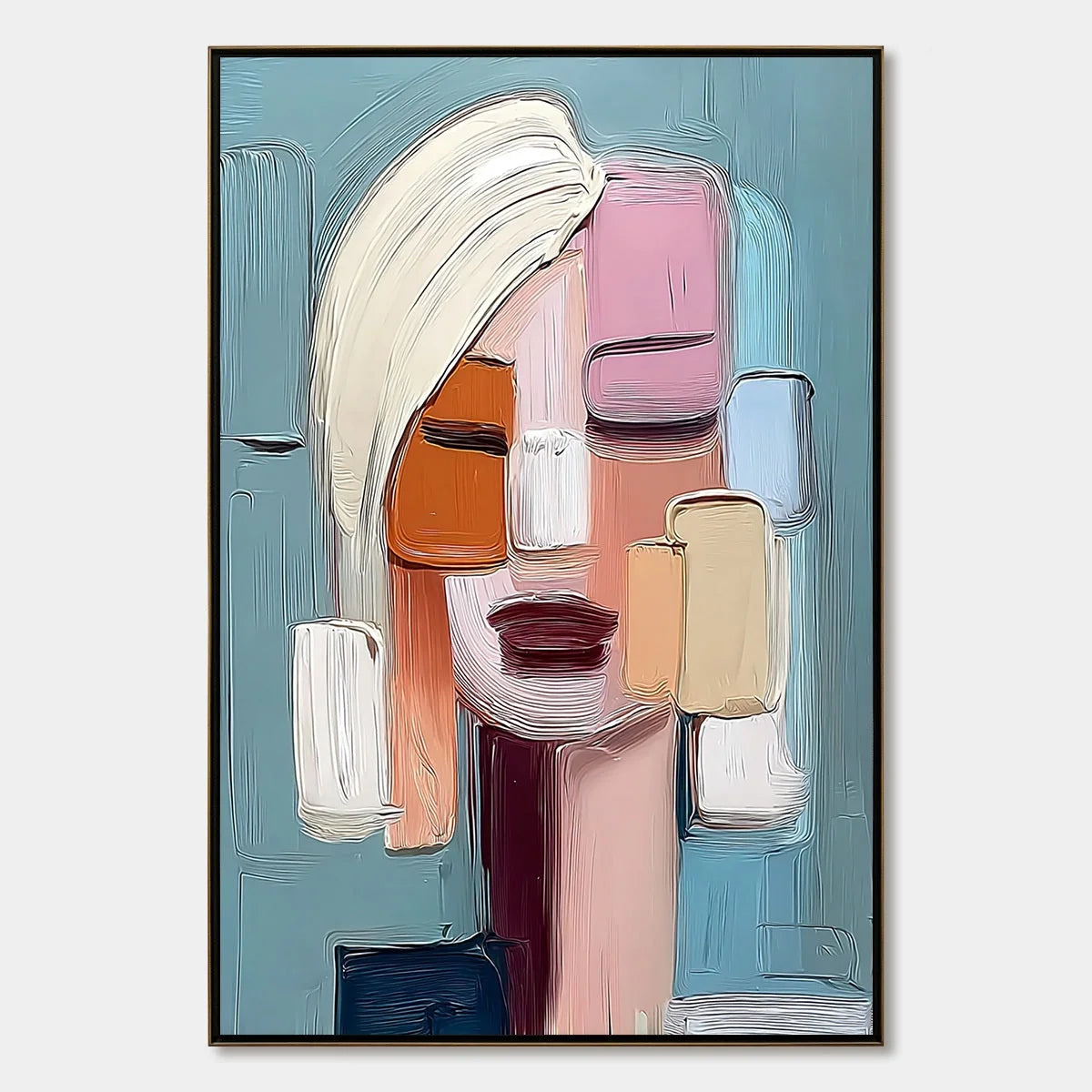 COMPOSURE: Textured Abstract Figurative Oil Painting | hanging in COMPOSURE: Textured Abstract Figurative Oil Painting featuring layered textured brushwork in refined tones; figurative composition ...