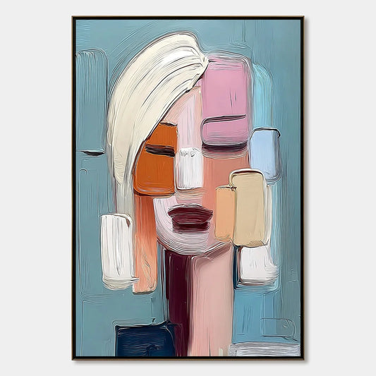 COMPOSURE: Textured Abstract Figurative Oil Painting | hanging in COMPOSURE: Textured Abstract Figurative Oil Painting featuring layered textured brushwork in refined tones; figurative composition ...