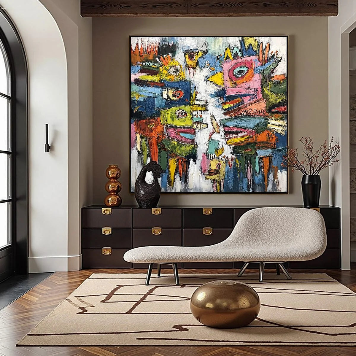 CONCRETE CARNIVAL: Large Colorful Abstract Impasto Wall Art | Abstract closeup, raised brushwork detail