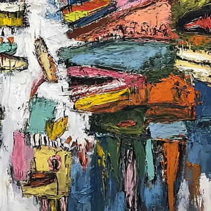 CONCRETE CARNIVAL: Large Colorful Abstract Impasto Wall Art | rolled canvas, ready for custom framing