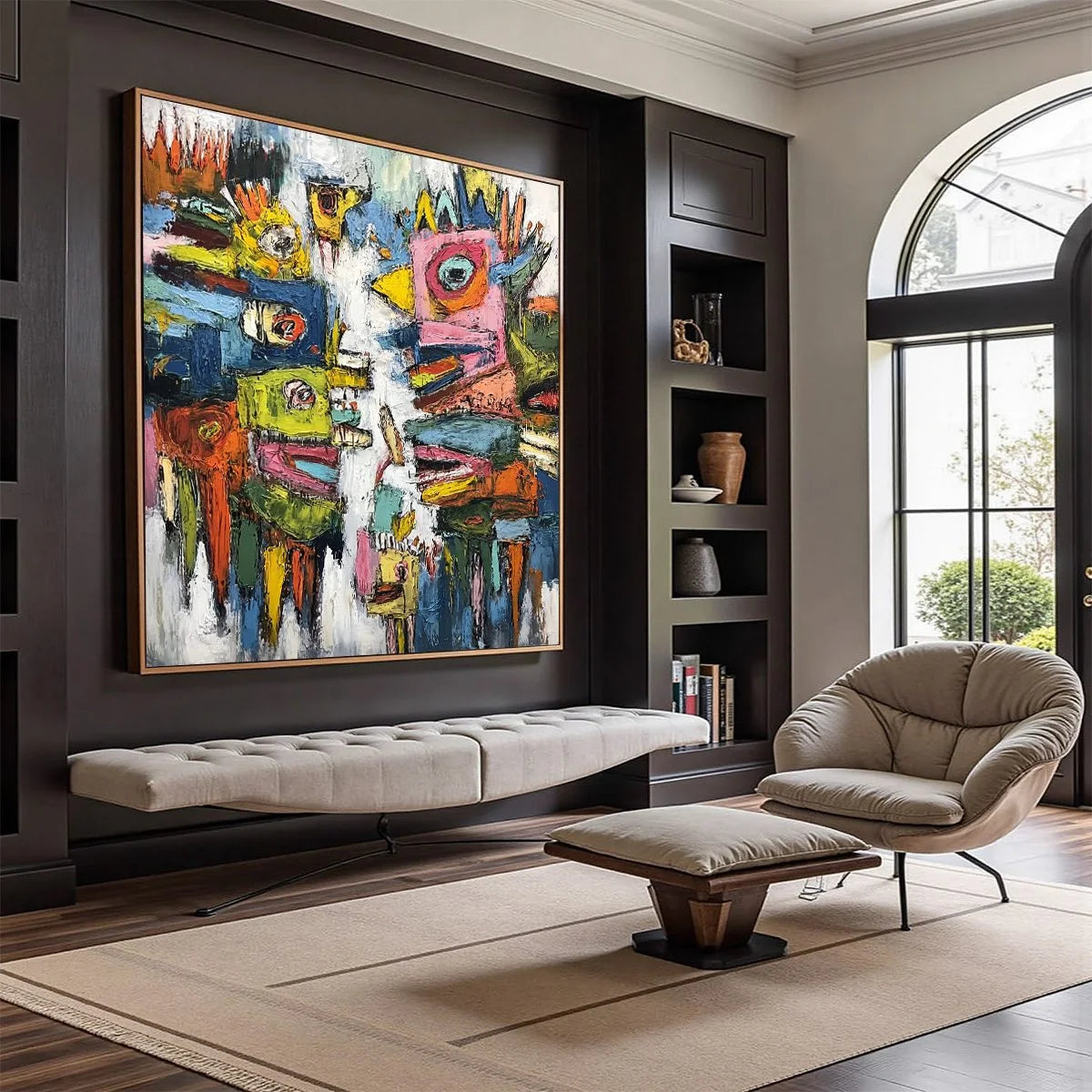 CONCRETE CARNIVAL: Large Colorful Abstract Impasto Wall Art | Abstract mood, soft natural light studio shot