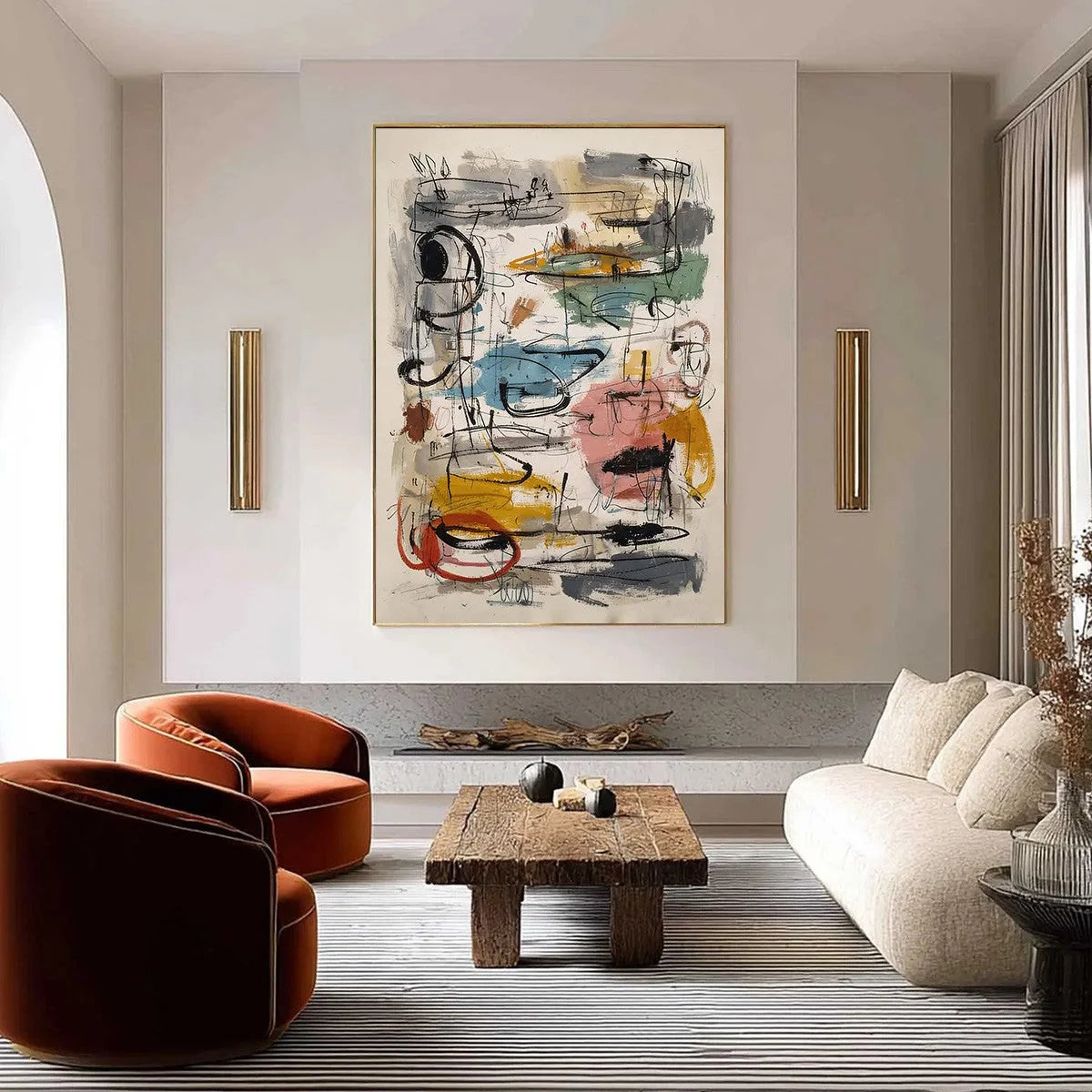 CONCRETE JUNGLE SYMPHONY: Large Vertical Colorful Abstract Wall Art | Abstract closeup, raised brushwork detail