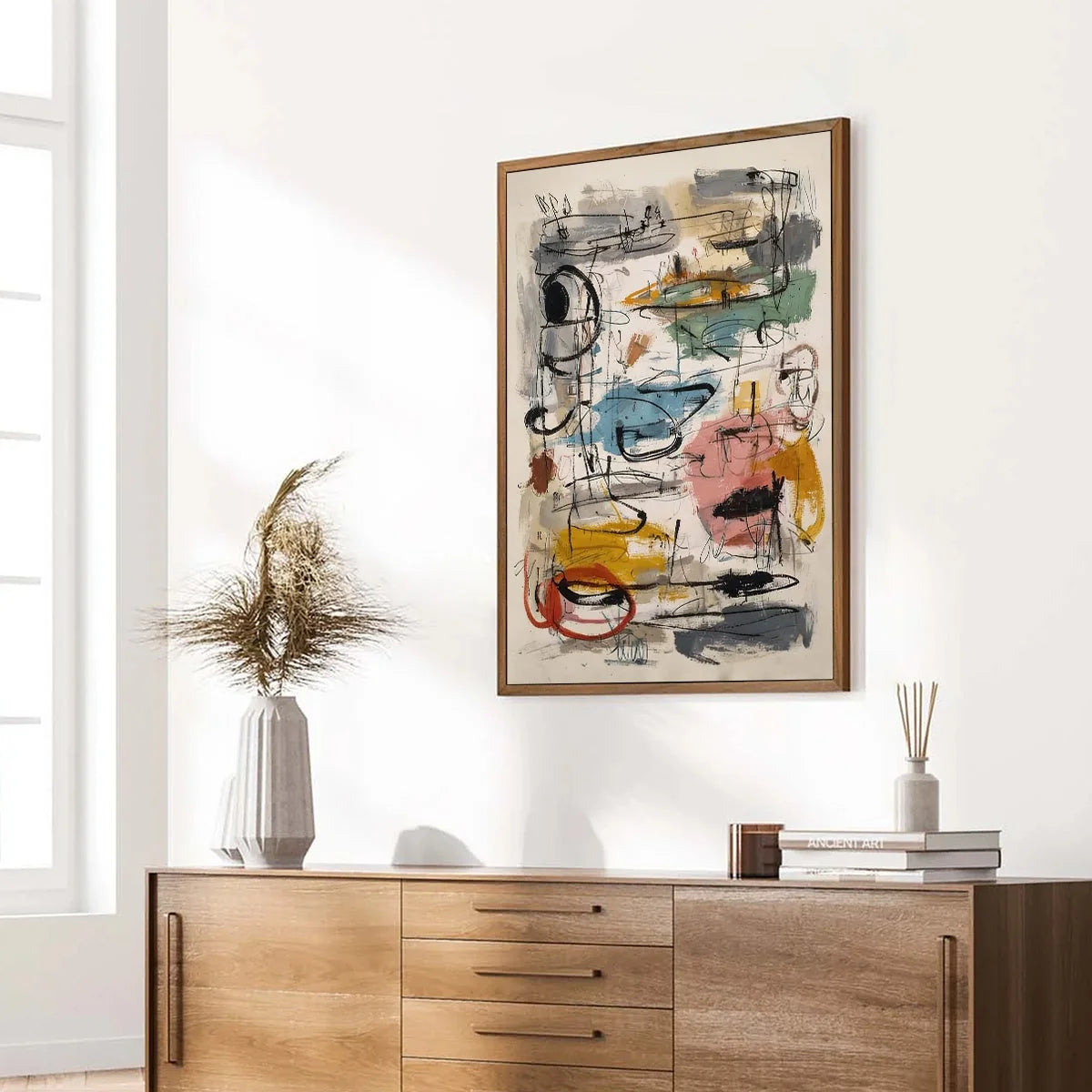 CONCRETE JUNGLE SYMPHONY: Large Vertical Colorful Abstract Wall Art | green palette, original Hand-painted on premium stretched canvas using artist-grade oils; rich layered surface combines smooth ...
