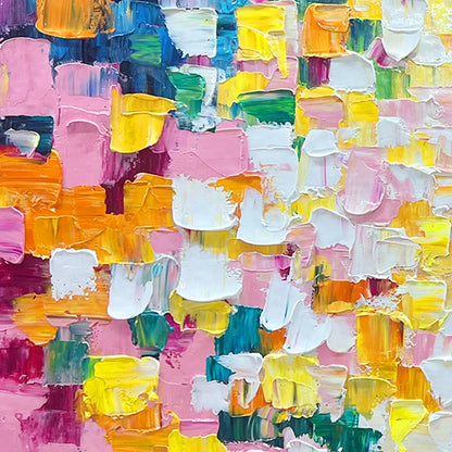 CONFETTI DREAM: Colorful Abstract Impasto Oil Painting | rectangular format, hand-painted canvas edge