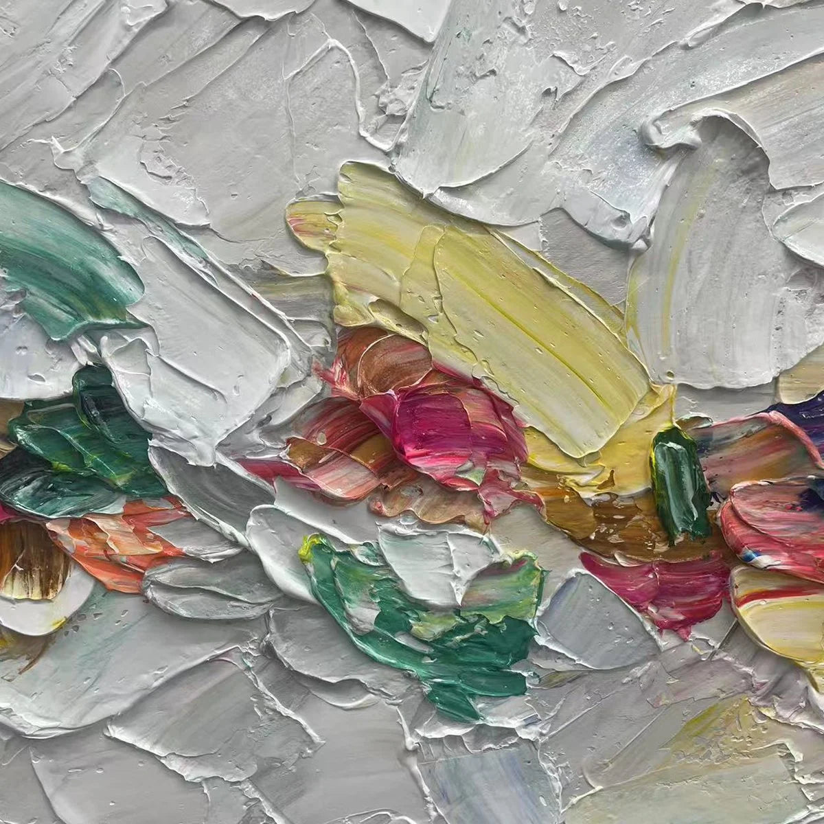 CONFETTI DREAM: Textured Abstract Painting in Pastel Rainbow | rectangular format, hand-painted canvas edge