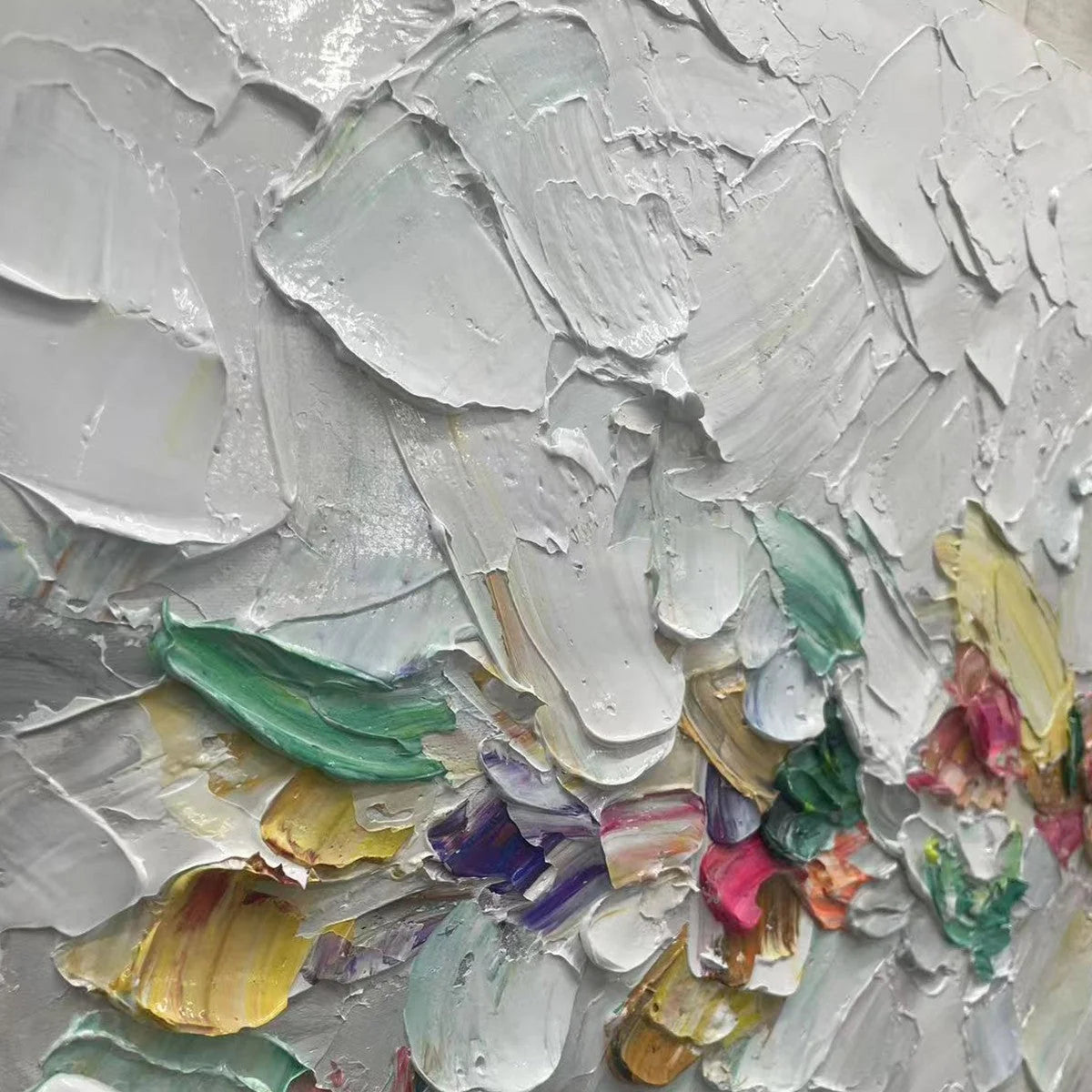 CONFETTI DREAM: Textured Abstract Painting in Pastel Rainbow | rolled canvas, ready for custom framing