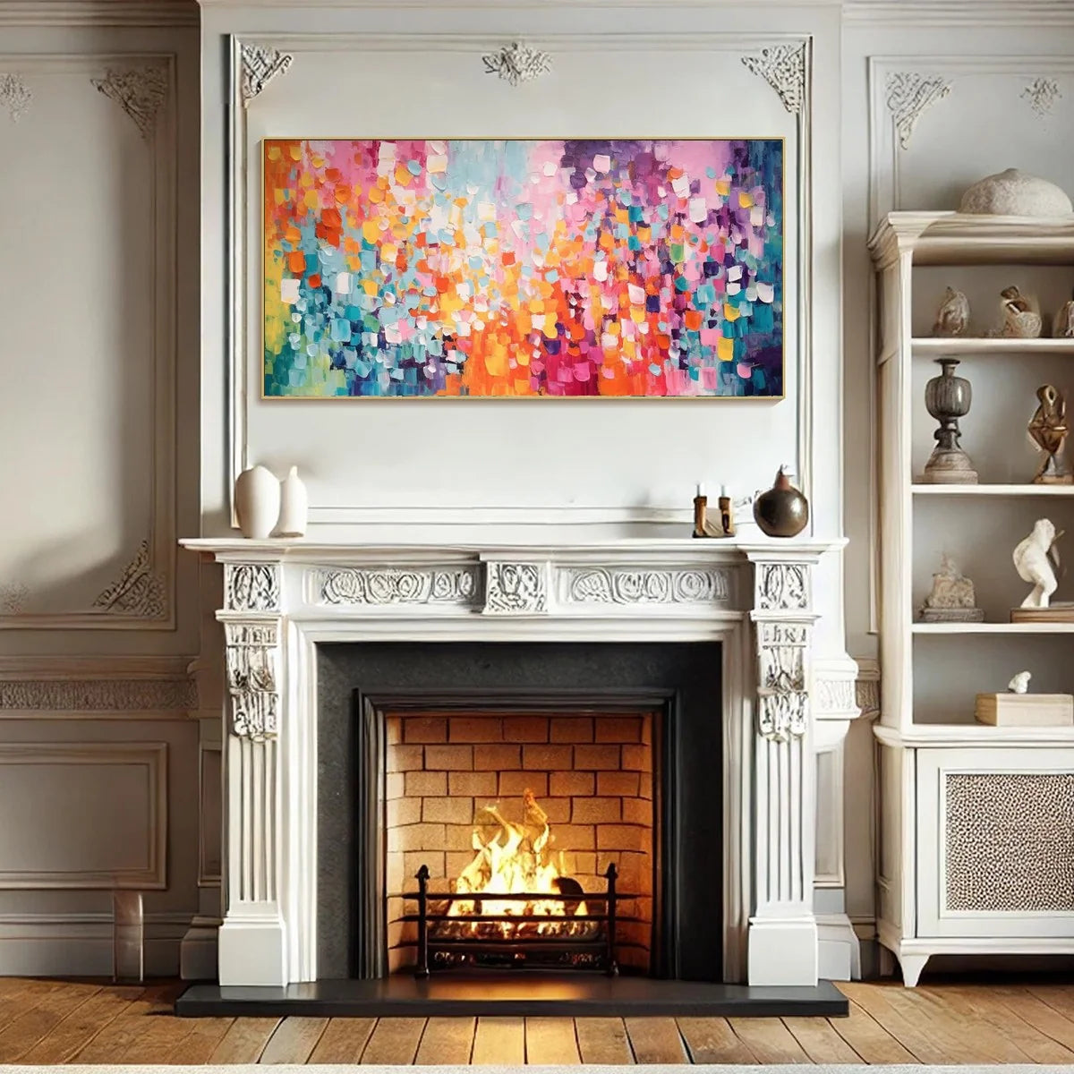 CONFETTI DREAMS: Textured Abstract Oil Painting | Abstract mood, soft natural light studio shot