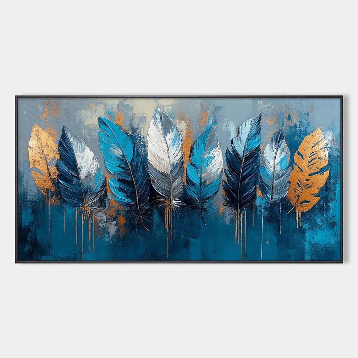 Ethereal Feathers impasto painting, hand-painted by UArtShow