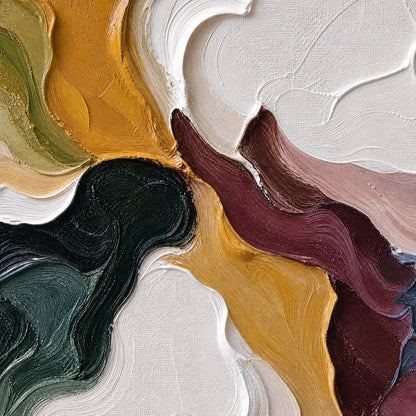 CONFLUENCE: Colorful Textured Abstract Impasto Wall Art | rectangular format, hand-painted canvas edge