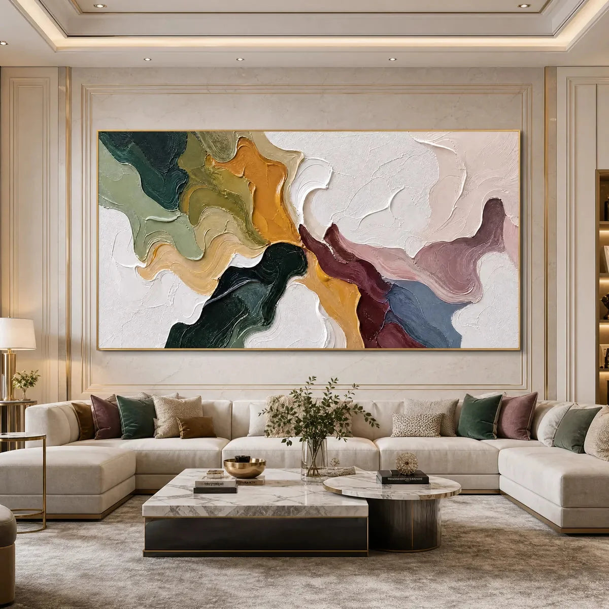CONFLUENCE: Colorful Textured Abstract Impasto Wall Art | Abstract mood, soft natural light studio shot