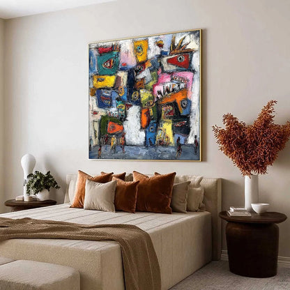 CONFRONTATION-Vibrant-Abstract-Figurative-Expressionist-Painting | Figurative mood, soft natural light studio shot