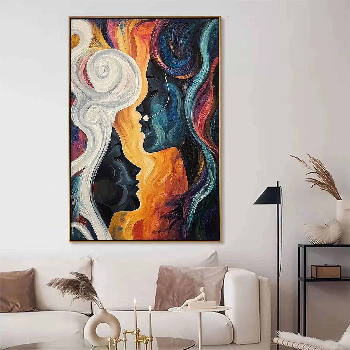 CONNECTED SOULS: Figurative Oil Painting of Two Faces | Figurative closeup, raised brushwork detail