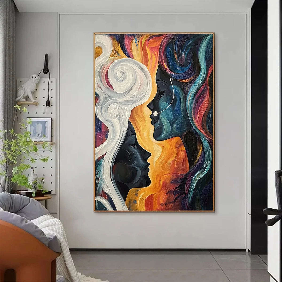 CONNECTED SOULS: Figurative Oil Painting of Two Faces | rolled canvas, ready for custom framing