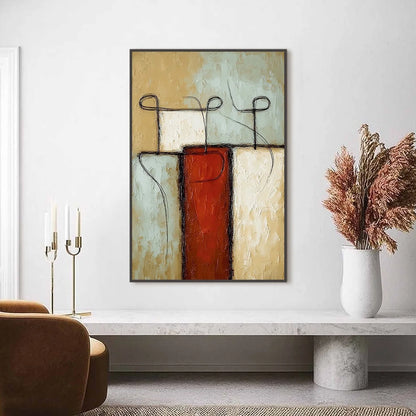 CONNECTION: Textured Minimalist Abstract Figurative Painting | Minimalist closeup, raised brushwork detail