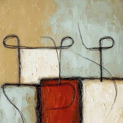 CONNECTION: Textured Minimalist Abstract Figurative Painting | rectangular format, hand-painted canvas edge