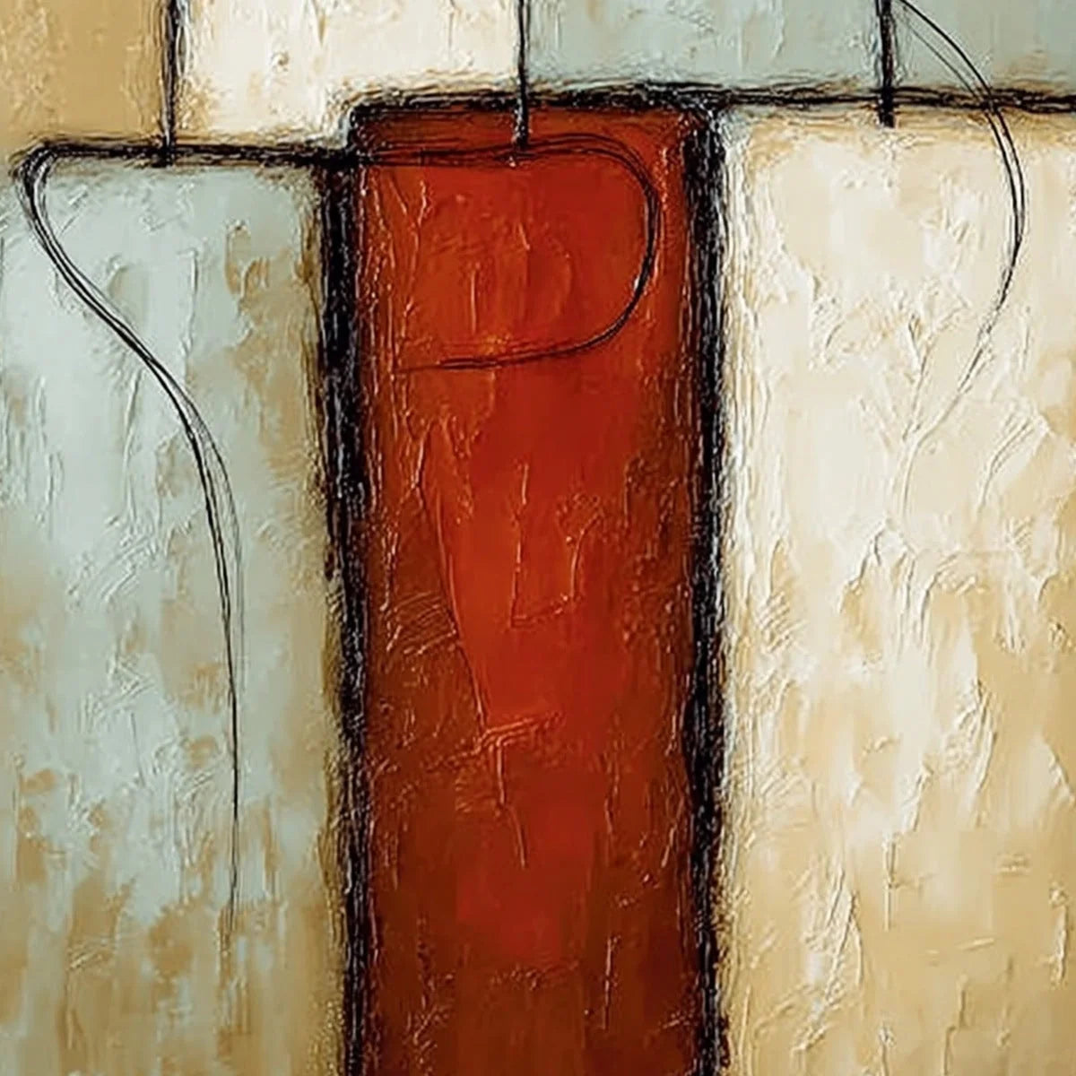 CONNECTION: Textured Minimalist Abstract Figurative Painting | rolled canvas, ready for custom framing