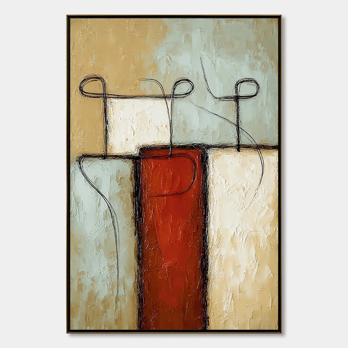 CONNECTION: Textured Minimalist Abstract Figurative Painting | hanging in CONNECTION: Textured Minimalist Abstract Figurative Painting featuring layered textured brushwork in refined tones; minimal...
