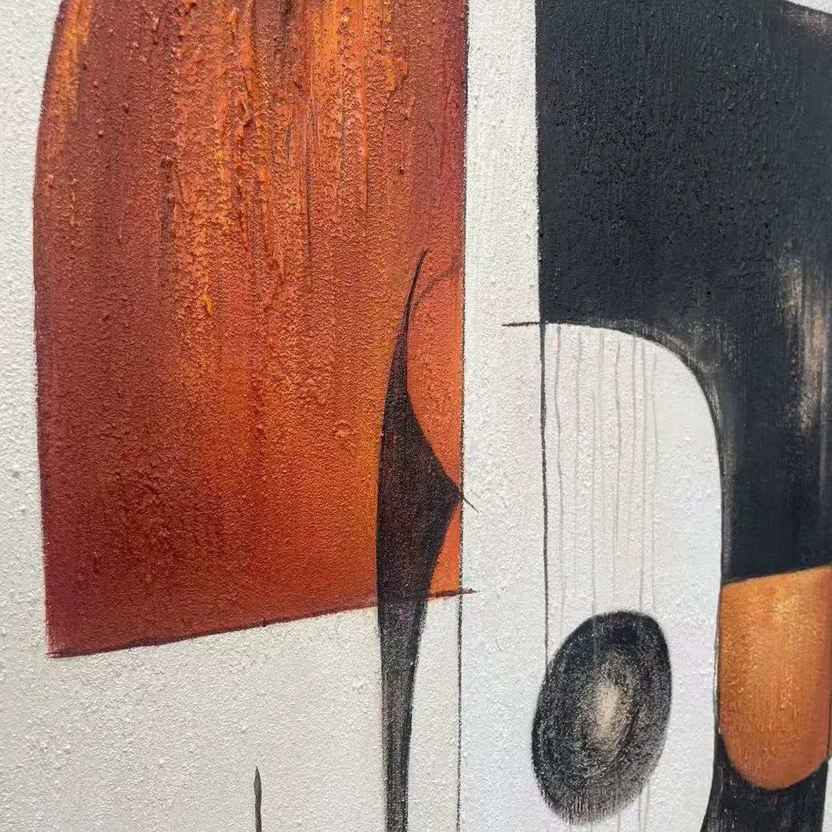 CONSTRUCT: Modern Abstract Geometric Oil Painting | rectangular format, hand-painted canvas edge