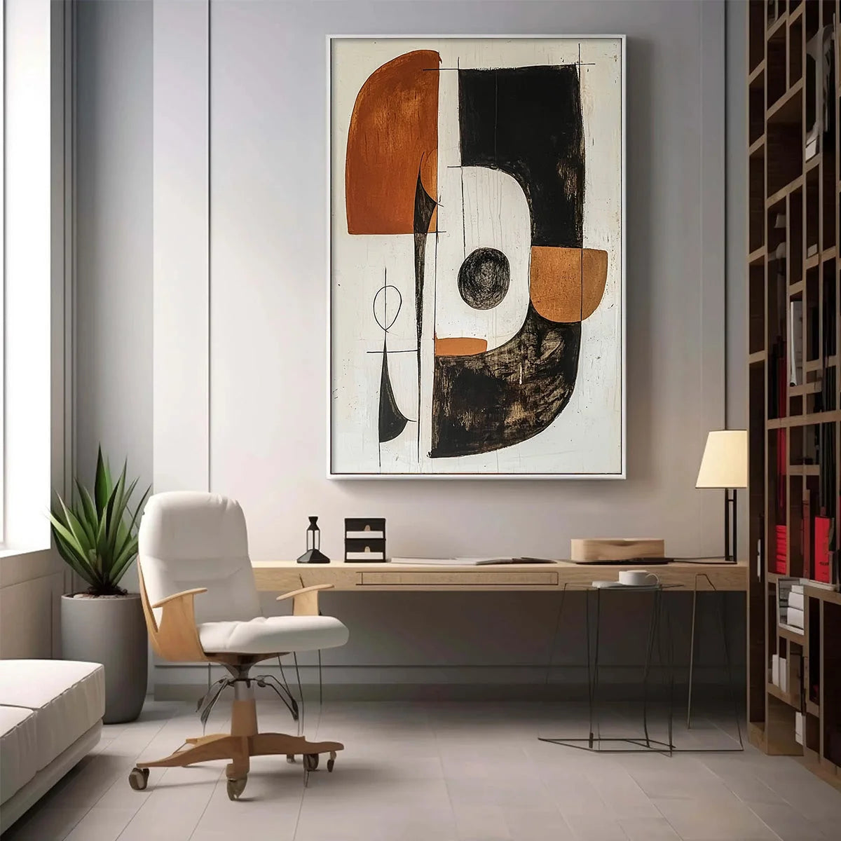 CONSTRUCT: Modern Abstract Geometric Oil Painting | Abstract mood, soft natural light studio shot