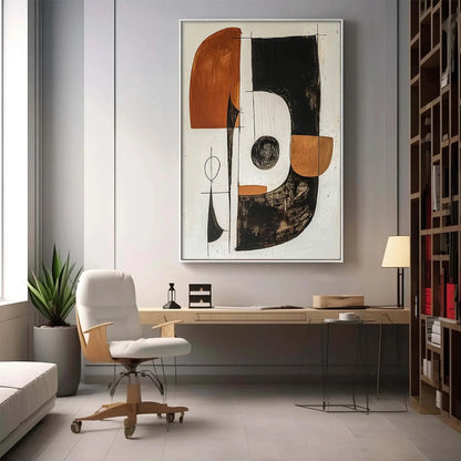 CONSTRUCT: Modern Abstract Geometric Oil Painting | Abstract mood, soft natural light studio shot