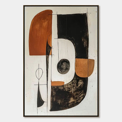 CONSTRUCT: Modern Abstract Geometric Oil Painting | hanging in CONSTRUCT: Modern Abstract Geometric Oil Painting featuring layered textured brushwork in refined tones; abstract composition with ric...