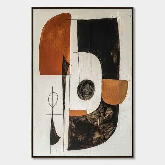 CONSTRUCT: Modern Abstract Geometric Oil Painting | hanging in CONSTRUCT: Modern Abstract Geometric Oil Painting featuring layered textured brushwork in refined tones; abstract composition with ric...