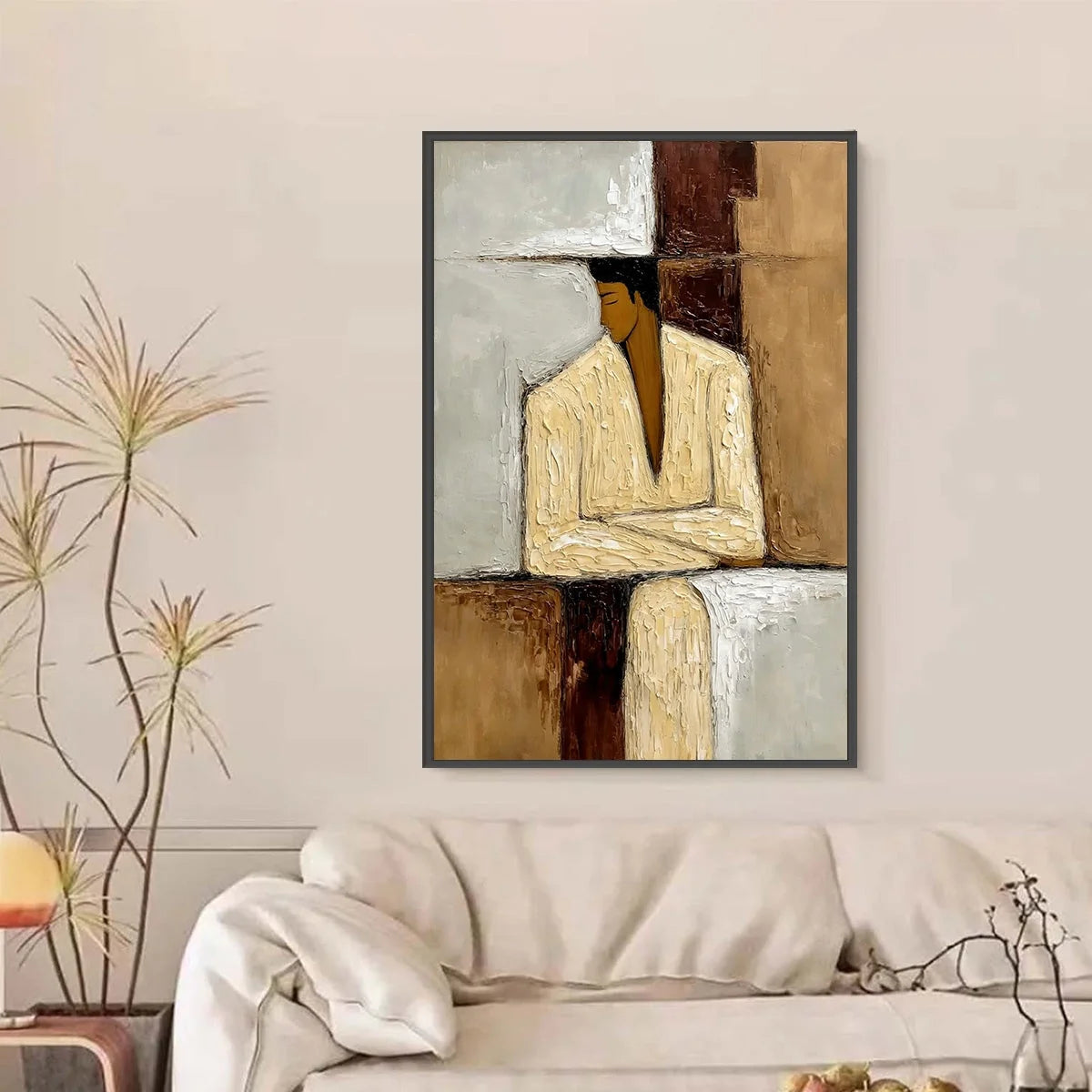 CONTEMPLATION: Textured Abstract Figurative Portrait Oil Painting | Figurative closeup, raised brushwork detail
