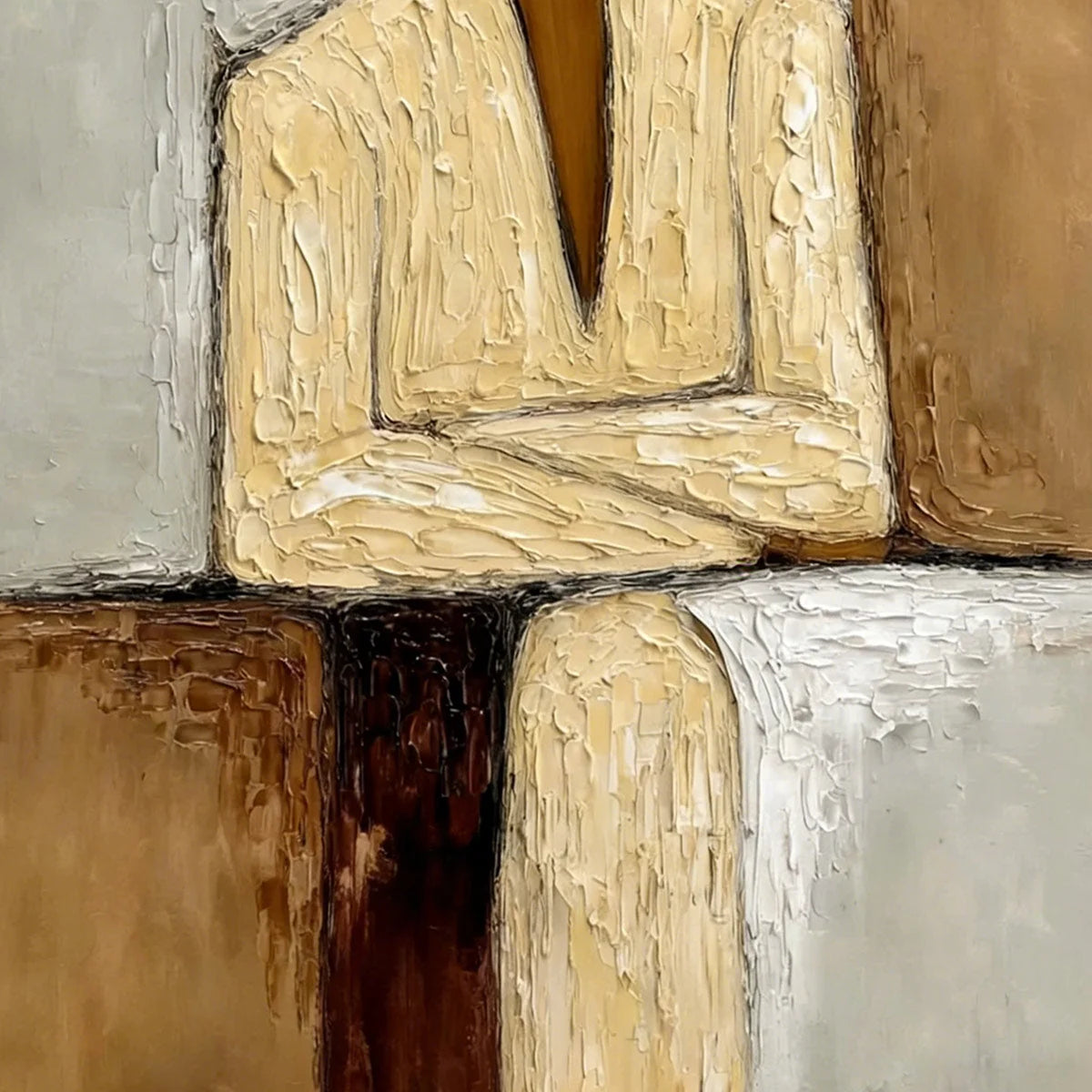 CONTEMPLATION: Textured Abstract Figurative Portrait Oil Painting | rolled canvas, ready for custom framing