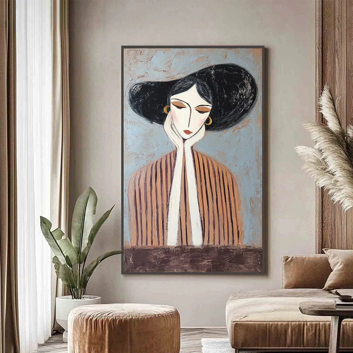 Contemplation Textured Portrait Oil Painting | Modern Wall Art | Figurative closeup, raised brushwork detail