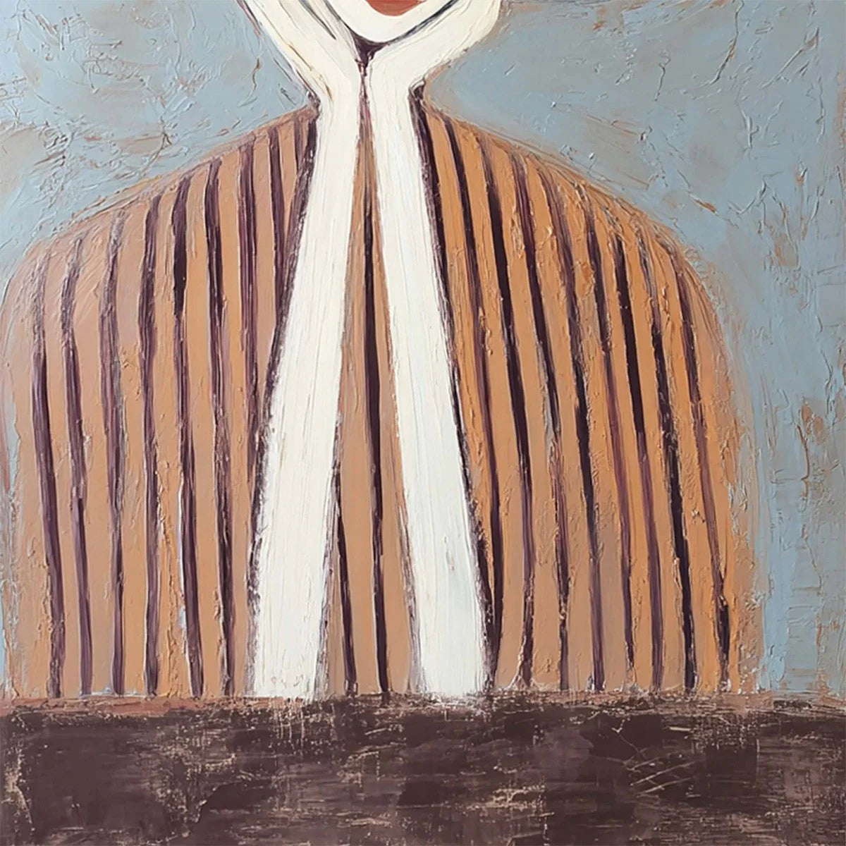 Contemplation Textured Portrait Oil Painting | Modern Wall Art | rolled canvas, ready for custom framing