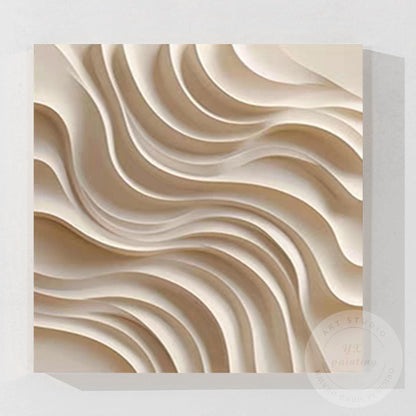 Contemporary 3D Wood Abstract Wall Art, Hand Carved Layered Wave Wooden Panel, M #7