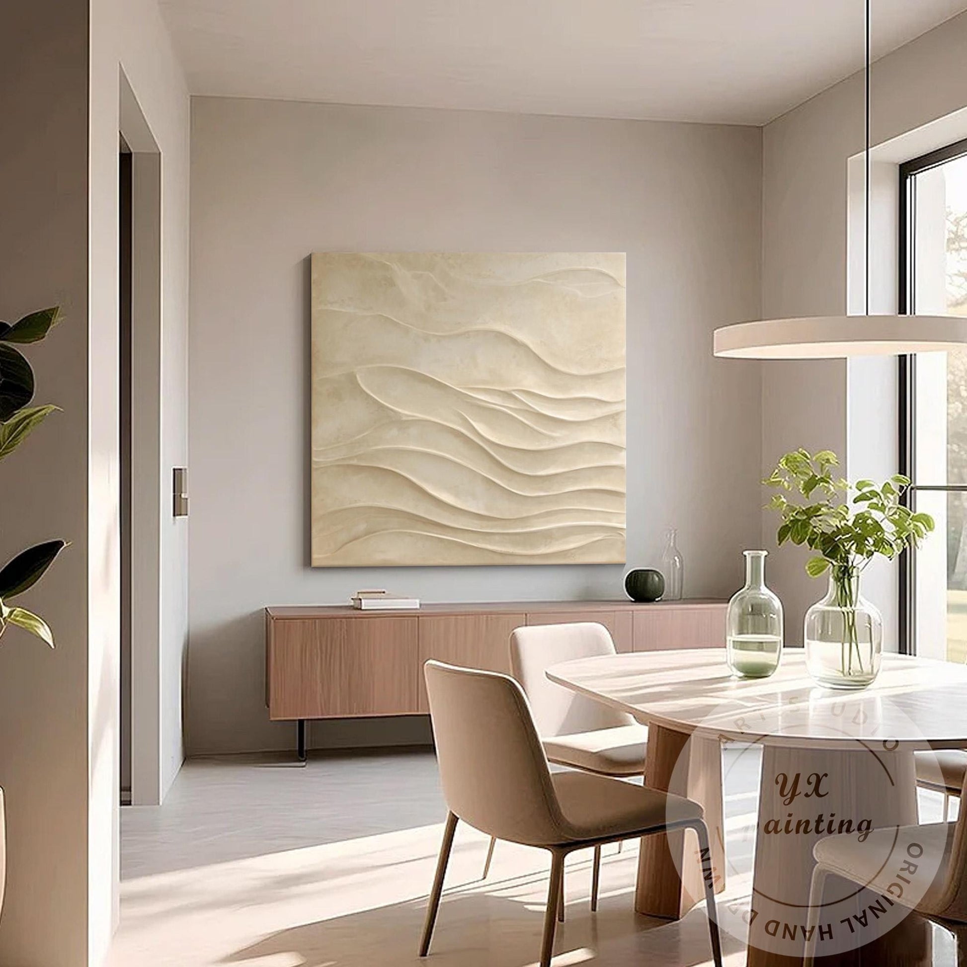 Contemporary 3D Wood Abstract Wall Art, Hand Carved Minimalist Wooden Wall Panel #6