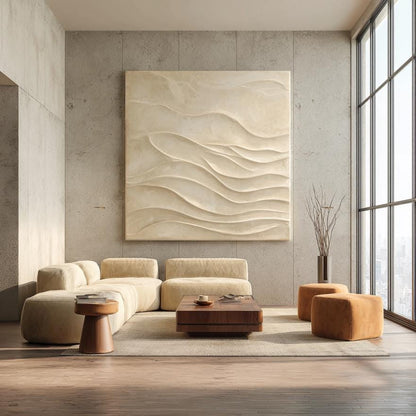 Contemporary 3D Wood Abstract Wall Art, Hand Carved Minimalist Wooden Wall Panel #1