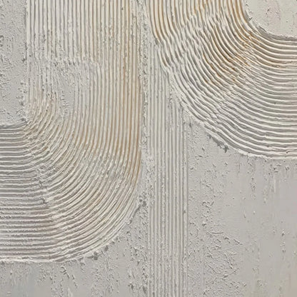 CONTINUUM: Textured Minimalist Abstract Painting in White and Beige | rolled canvas, ready for custom framing