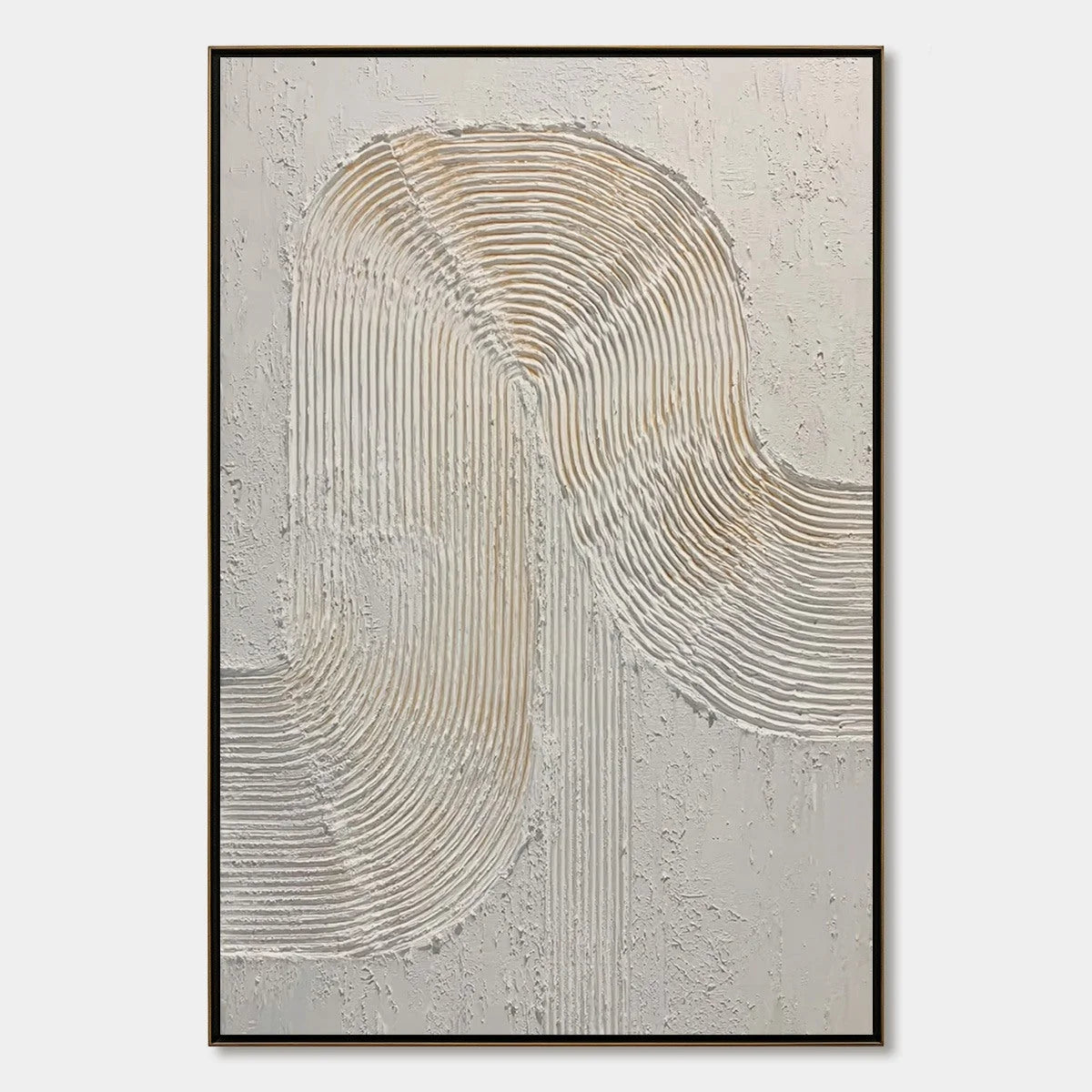 CONTINUUM: Textured Minimalist Abstract Painting in White and Beige | hanging in CONTINUUM: Textured Minimalist Abstract Painting in White and Beige featuring layered textured brushwork in refined ...