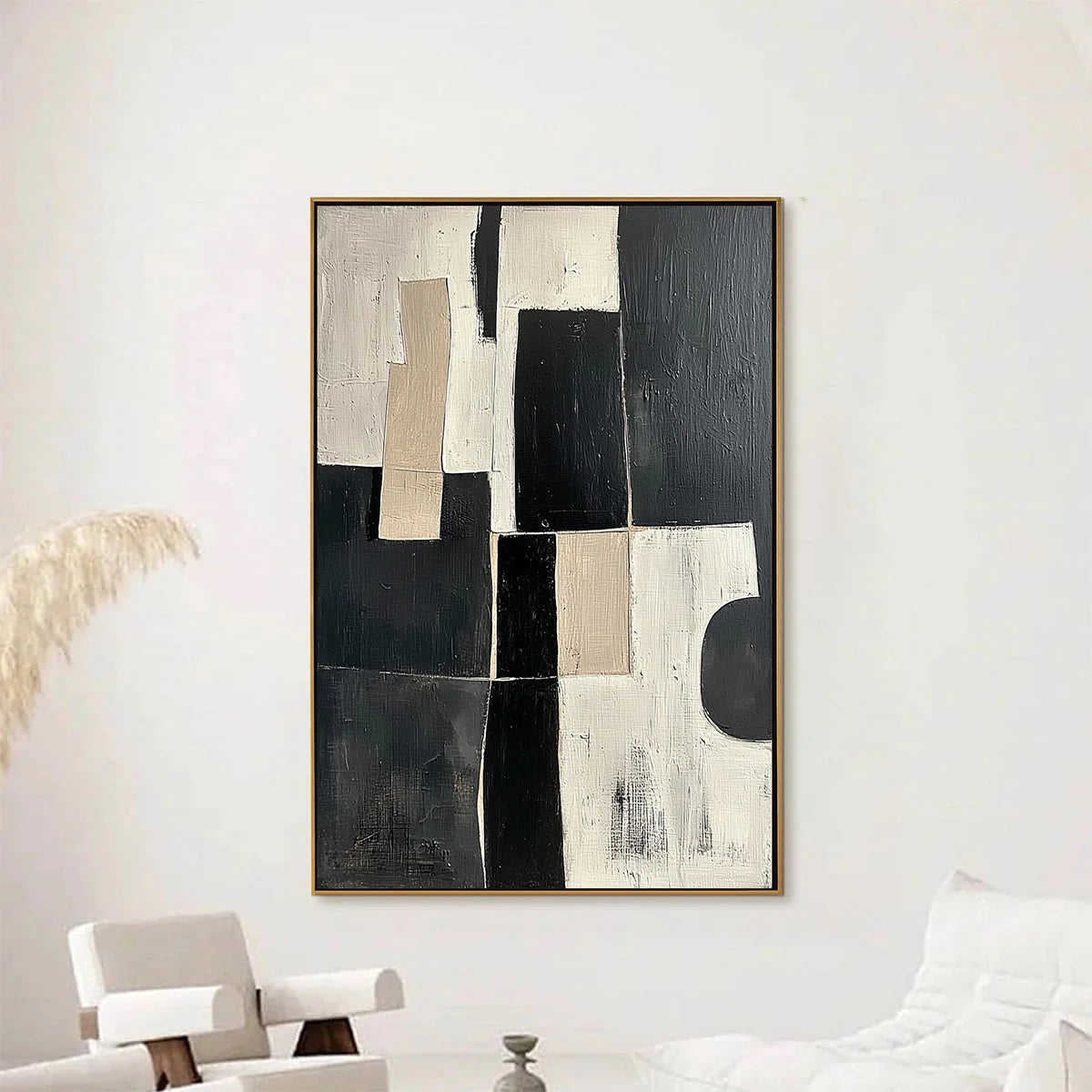 CONTRAST: Abstract Geometric Oil Painting | Abstract closeup, raised brushwork detail