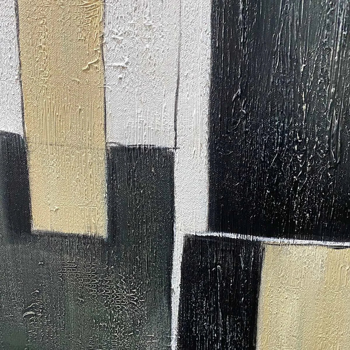 CONTRAST: Abstract Geometric Oil Painting | rectangular format, hand-painted canvas edge