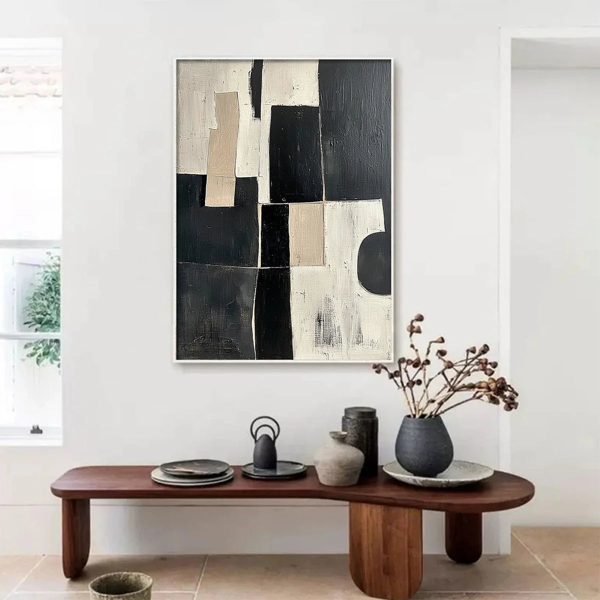 CONTRAST: Abstract Geometric Oil Painting | rolled canvas, ready for custom framing