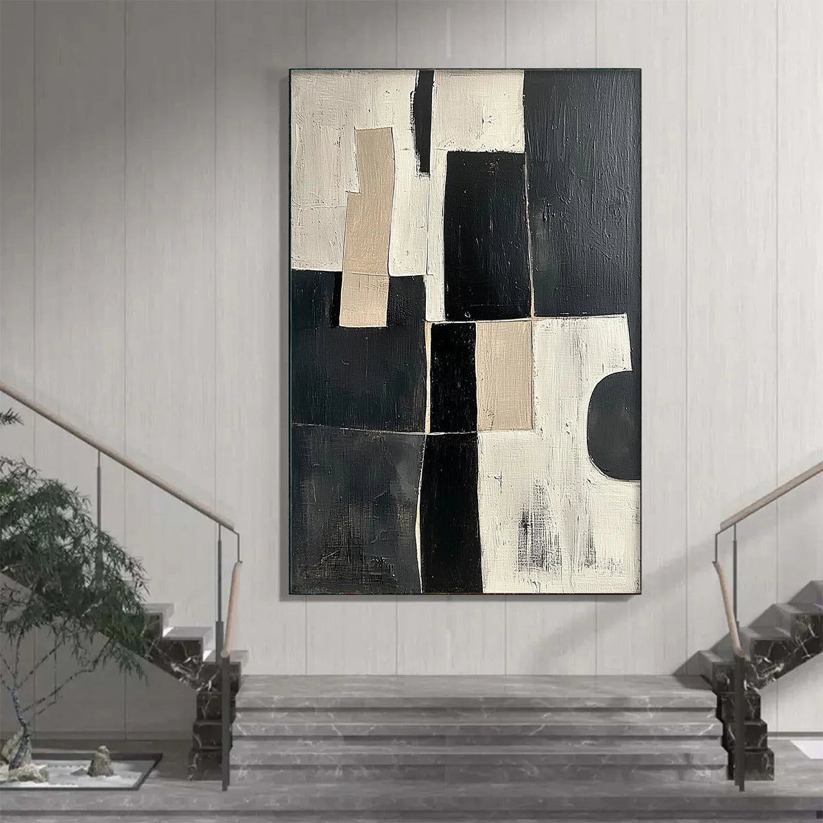 CONTRAST: Abstract Geometric Oil Painting | Abstract mood, soft natural light studio shot