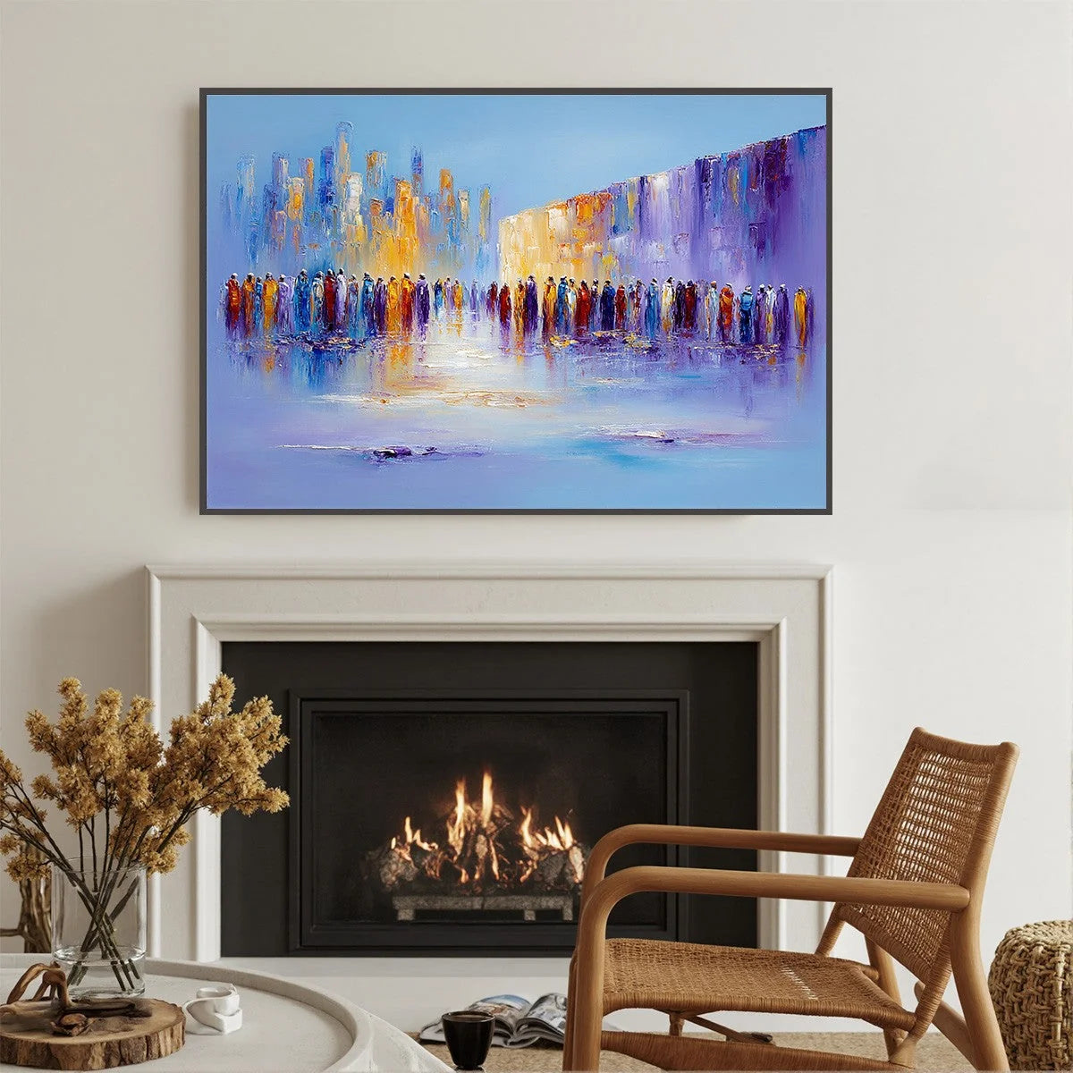CONVERGENCE: Abstract Figurative Cityscape Palette Knife Painting | Figurative closeup, raised brushwork detail